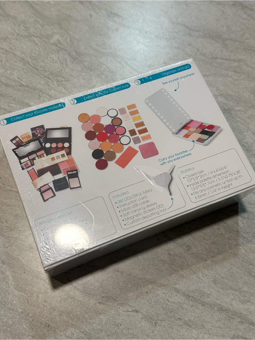 Portable Makeup Palette Case Organizer - White